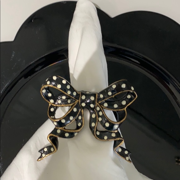 MacKenzie-Childs Napkin Rings Bow NWT original packaging, no longer available mc - Picture 2 of 6